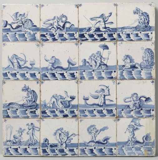 Field of Sixteen Tiles with Sea Creatures