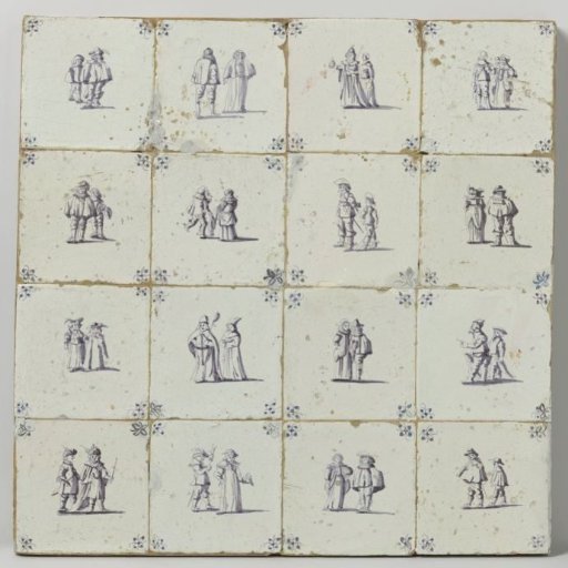 Panel of sixteen tiles