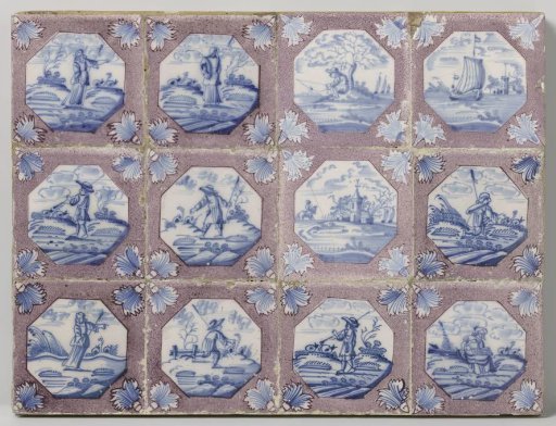 Panel of twelve tiles