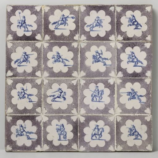 Panel of sixteen tiles