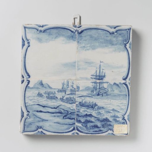 Tile panel with a seascape