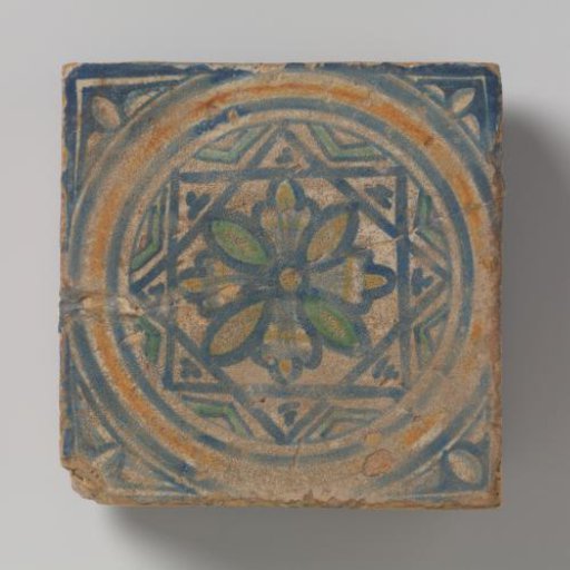 Floor tile with a rosette