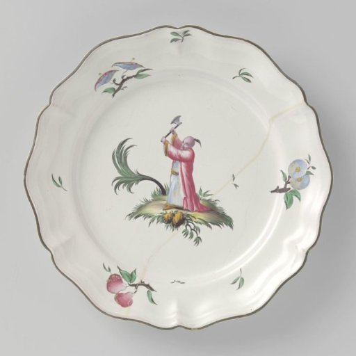 Plaque, painted with chinoiserie