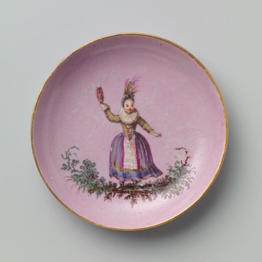 Plate of porcelain, with a rose-violet ground
