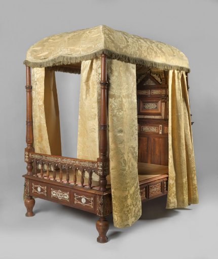 Canopy Bed of Rosewood, Decorated with Ivory Inlay