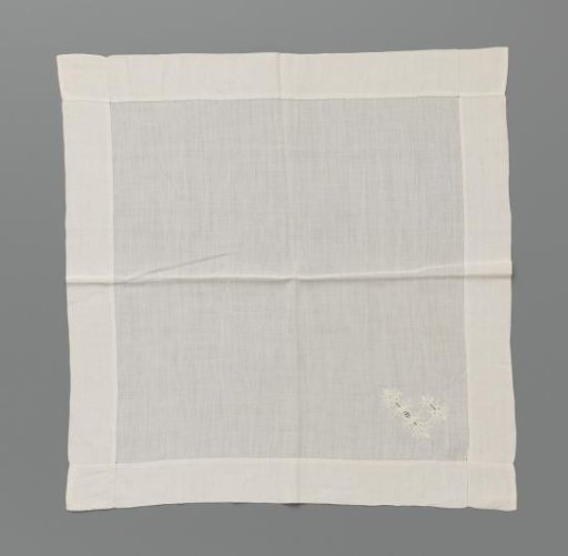 Handkerchief of batiste with embroidered letter L in white work
