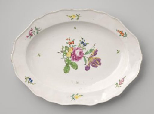 Dish with a bouquet and flower sprays