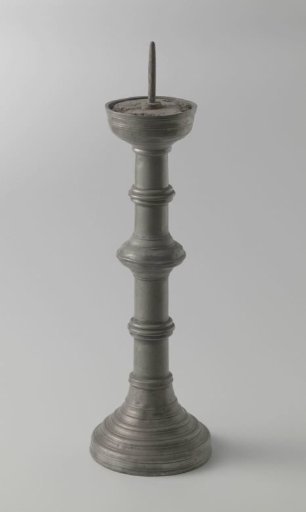 Tin candelabrum with three nozzles and a candle snuffer