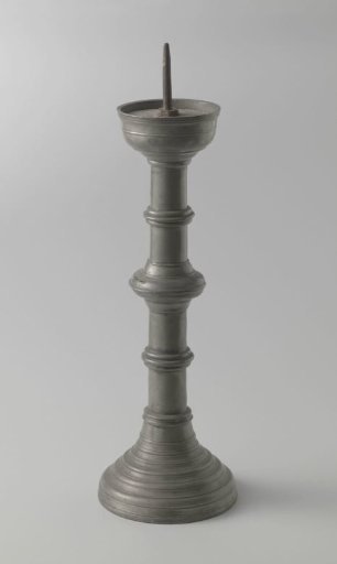 Tin candelabrum with three nozzles and a candle snuffer