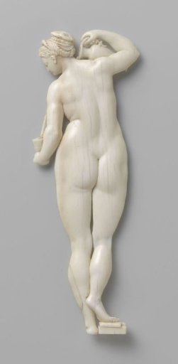 Temperantia, back view of a naked woman with a jug