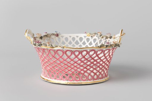 Basket, painted with a multicoloured bouquet of flowers
