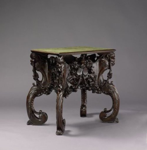Wall Table with Diagonally Projecting Legs, Decorated with Carving