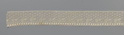 Needle lace strip with grape leaves and bunches of grapes