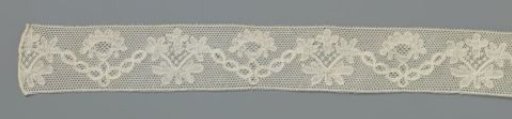 Strip of Bobbin Lace with Zigzag Scroll and Triangular Bouquet