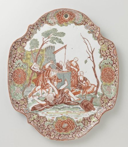 Plate of faience with Moses and the daughters of Jethro