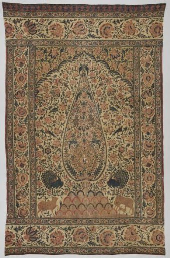 Sits prayer rug with an image of a cypress and buffaloes