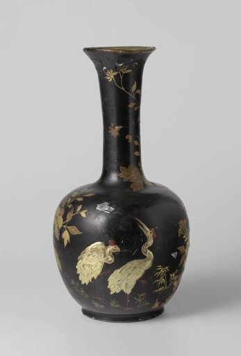 Vase of faience covered with black lacquer