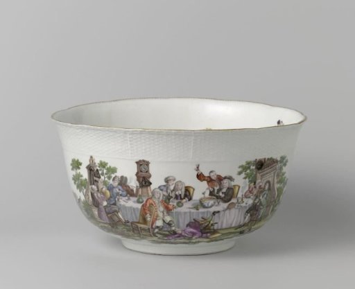 Bowl, with a depiction of 'A Midnight Modern Conversation' by William Hogarth (1697-1764)