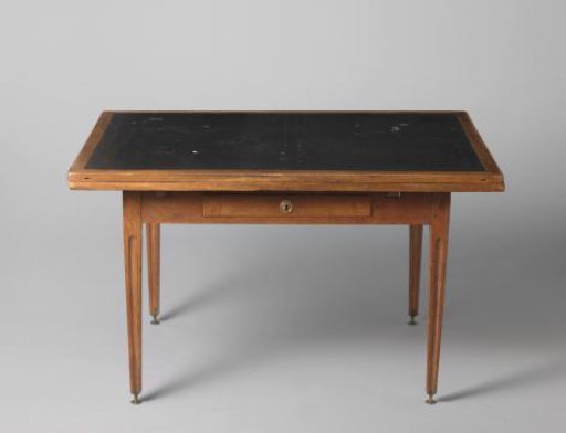 Table on Four Conical Fluted Legs. With a Draw-Leaf and a Drawer
