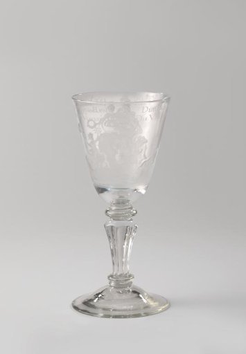 Goblet with the inscription: THE BURGHERS' LOVE AND LOYALTY IS THE SAFEST SHIELD FOR ONE WHO DESIRES PEACE AND FREEDOM AND DARES TO BANISH EVIL