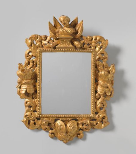 Gilded Wood Frame with Carvings and Mirror