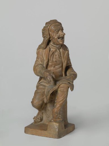 Seated male figure with an open folio on his knee