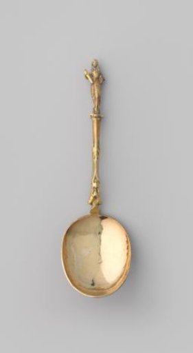 Spoon with oval bowl and handle surmounted by Stadtholder William III