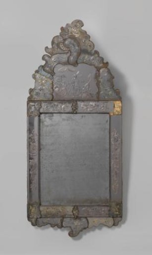 Mirror in a frame of mirror glass with cut ornaments.