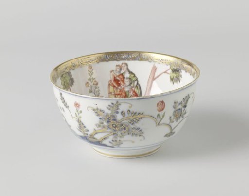 Spool Dish, Multicolored Painted with Animals and Lovers