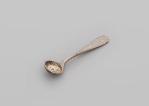 Salt spoon with round bowl and a widening flat handle