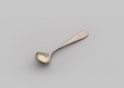 Salt spoon with a round bowl and a flat stem that widens