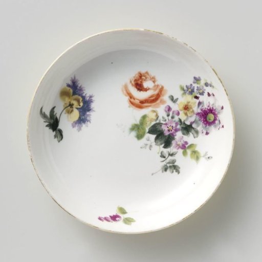 Plate, multicolored painted with Deutsche Blumen