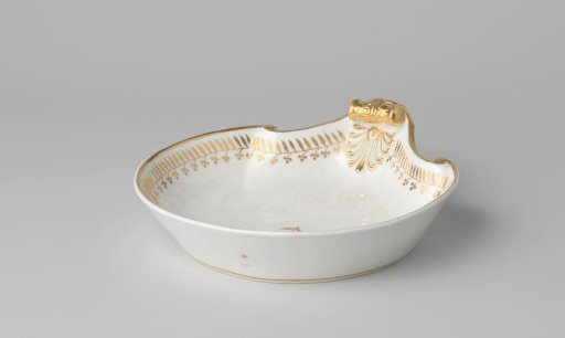 Dish with handle and stylized floral scrolls