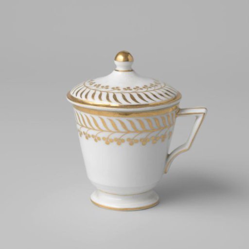 Cover of a cup (pot de crème) with stylized floral scrolls