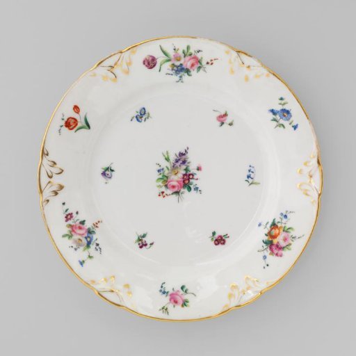 Plate with bouquets and flower sprays