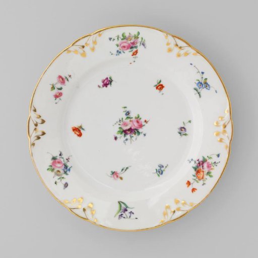 Plate with bouquets and flower sprays