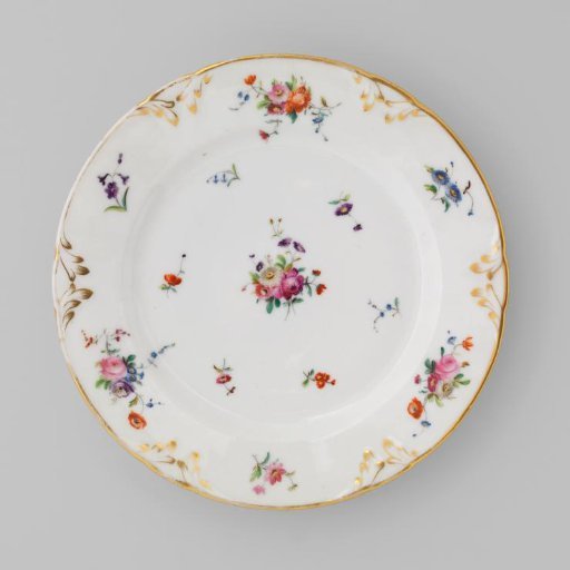 Plate with bouquets and flower sprays