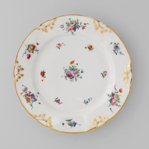 Plate with bouquets and flower sprays