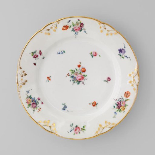Plate with bouquets and flower sprays