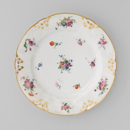 Plate with bouquets and flower sprays