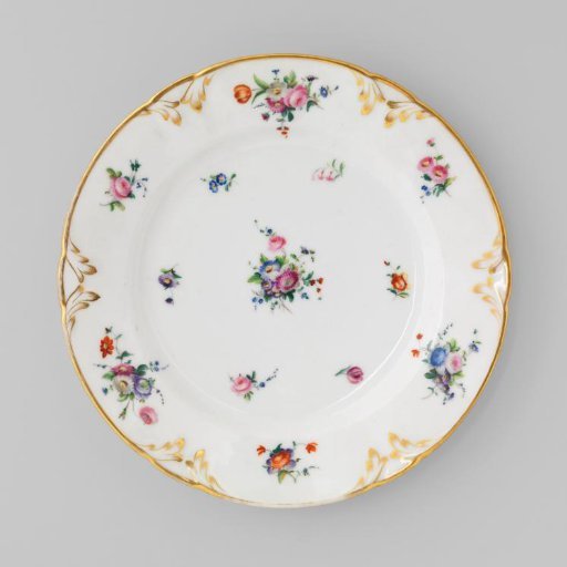 Plate with bouquets and flower sprays