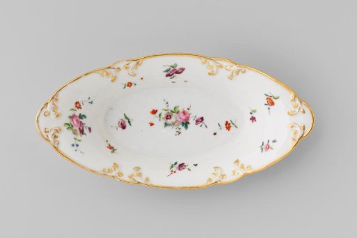 Dish with bouquets and flower sprays