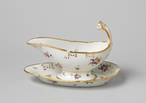 Dish of a sauce bowl with bouquets and flower sprays