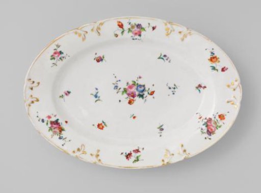 Dish with bouquets and flower sprays
