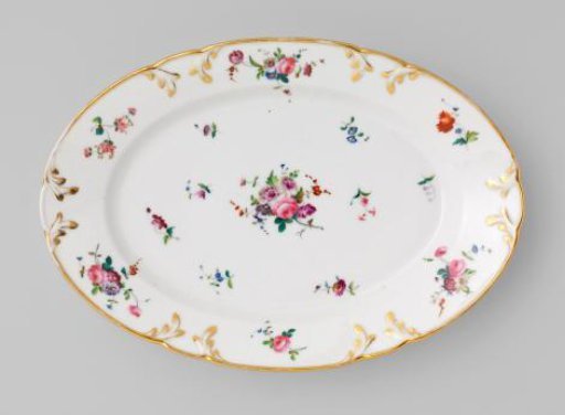 Dish with bouquets and flower sprays