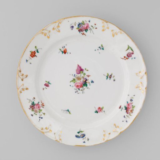 Dish with bouquets and flower sprays