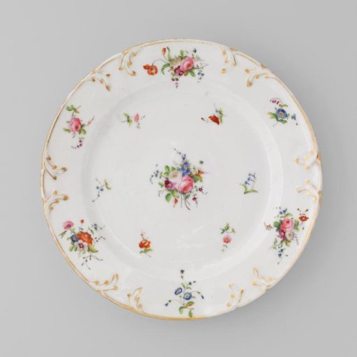 Dish with bouquets and flower sprays