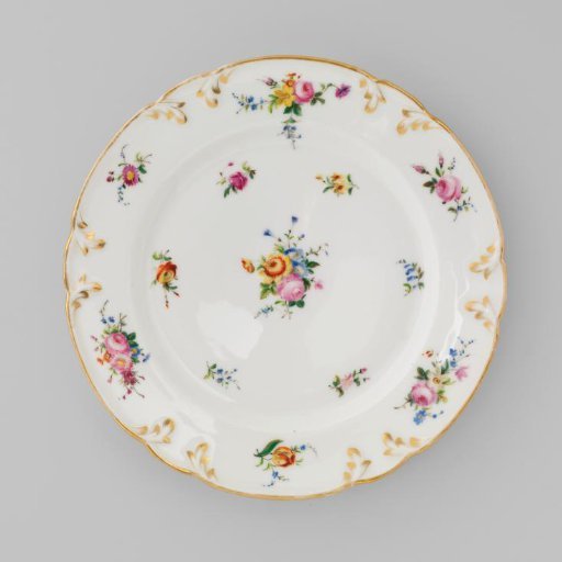 Plate with bouquets and flower sprays