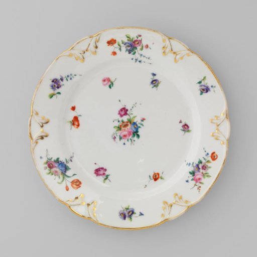 Plate with bouquets and flower sprays