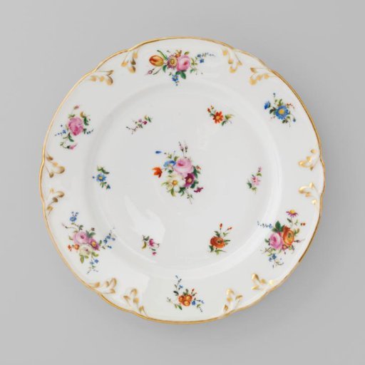 Plate with bouquets and flower sprays